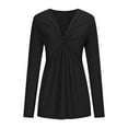 thumbnail image 4 of ameIAEA Women's Knot Front Tops Long Sleeve V Neck Casual Shirts Trendy Tops Fall Outfits, 4 of 8