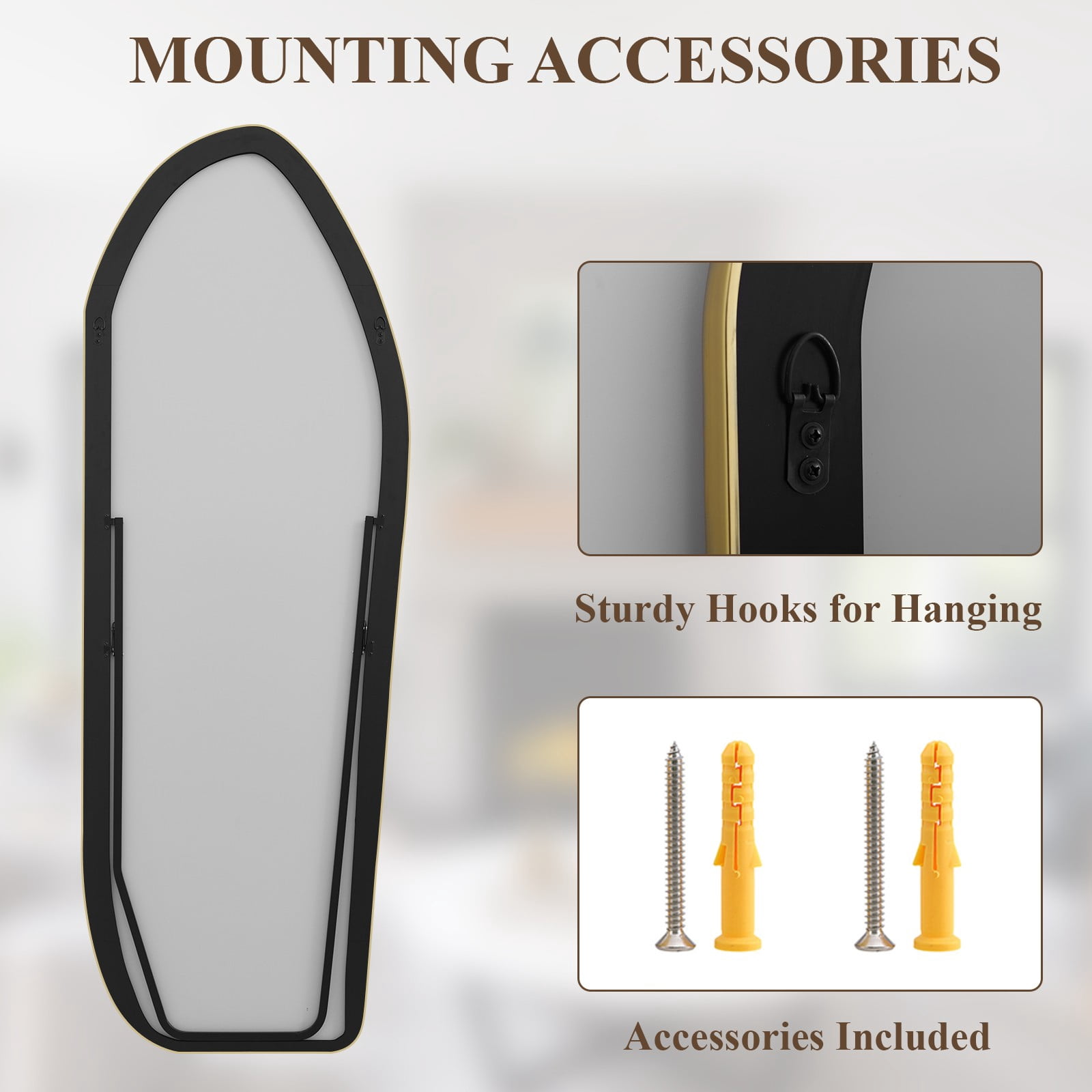SHATTERVIEW 67"x24" Full Length Mirror Floor Mirror Irregular Decorative Wall-Mounted Mirror, Gold
