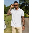 thumbnail image 6 of COOFANDY Mens Polo Shirt Casual Short Sleeve Button Collared Polo Golf Shirt Pocket Soild Cotton Tees T Shirt Green, 6 of 9