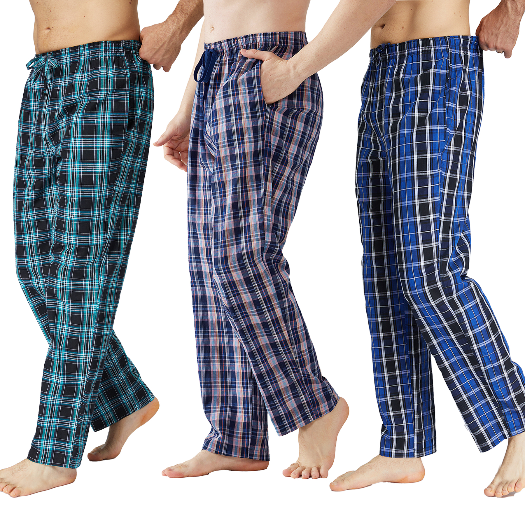 Onimisc Men's Cotton Pajama Pants, 3-Pack Plaid photo 1