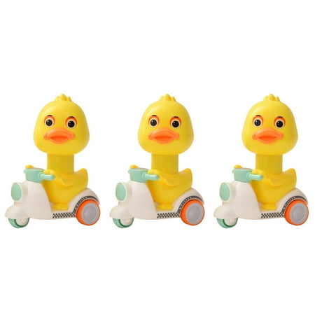 

3pcs Cartoon Toy Small Yellow Duck Toy Press-type Motorcycle Toy Pull Back Toy