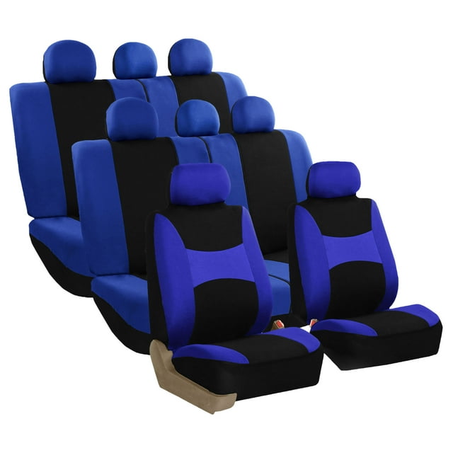 FH Group Universal Fit Car Seat Covers Flat Cloth, Split Benches for Cars, Auto, Trucks, SUV 3 Rows