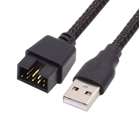 FVH Single USB 2.0 Male Type-A to Motherboard 9Pin 10Pin Male Header Cable with Sleeve 20cm
