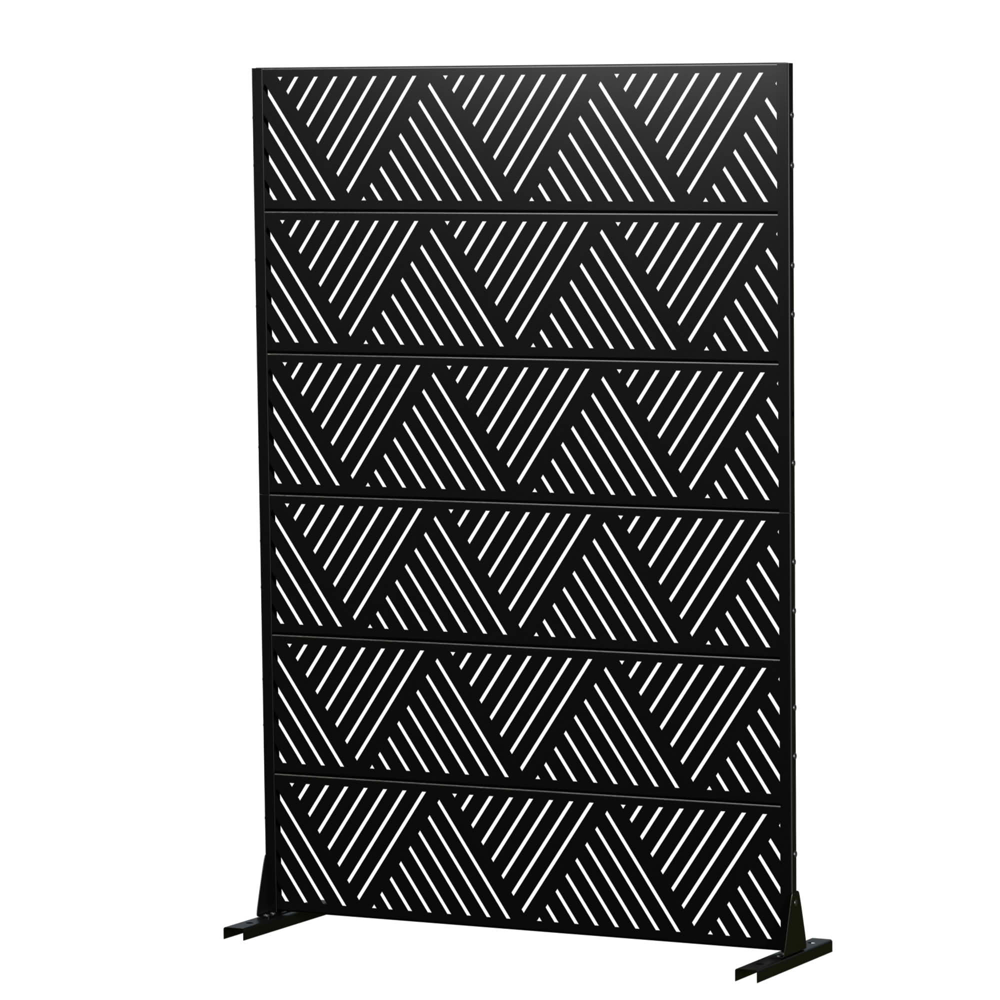 MAYEERTY 72x47x16 Inch Black Triangle Light Galvanized Steel Privacy Screen, 6 Piece Set for Outdoor Street