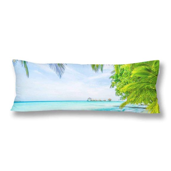 ABPHOTO Tropical Palm Tree Pillow Covers Pillowcase 20x60 inch Beach Sea Sky Summer Vacation Body Pillow Case Protector