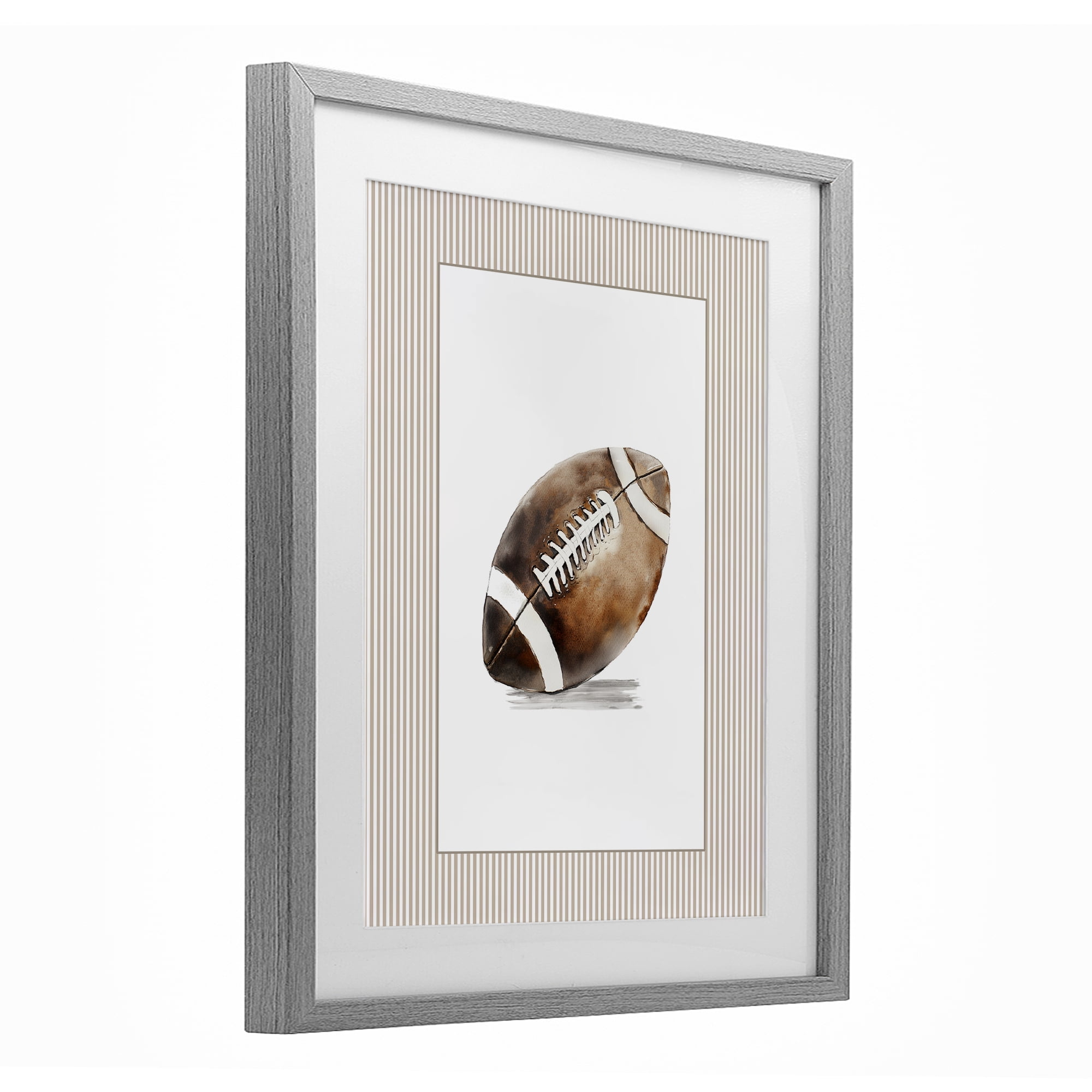 Stupell Industries Vintage Sports Football Gray Framed Print Under Glass, design by Christine Simpson Art