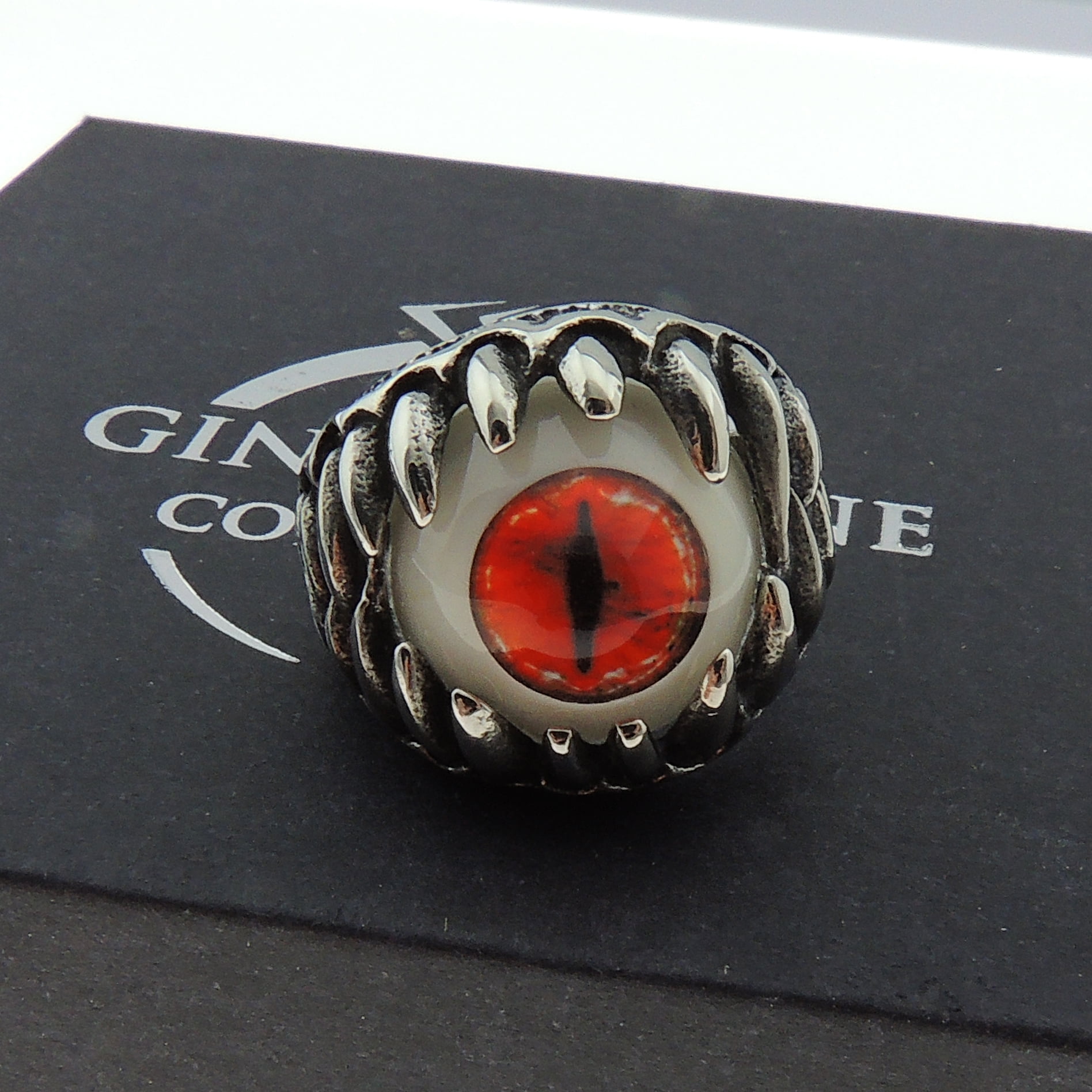 eyeリング Vintage Evil Eye Devil's Eye Spinning Ring Titanium Men