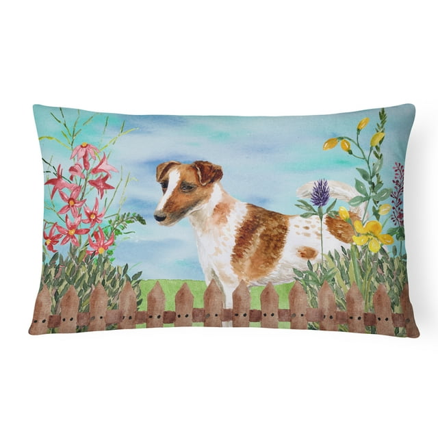 Carolines Treasures CK1209PW1216 Smooth Fox Terrier Spring Canvas Fabric Decorative Pillow