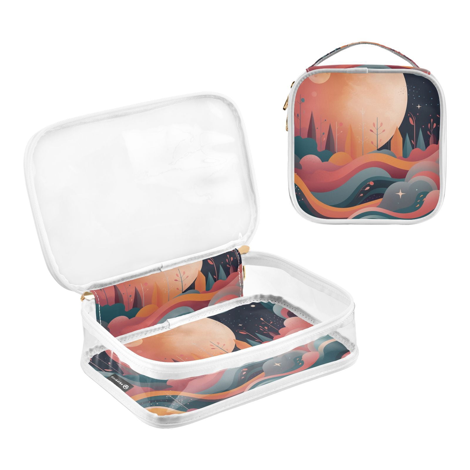 Clear Makeup Bags with Handle Large Opening 2 Pack Set Toiletry Bag Quart Size Bag, for Women Man Traveling Travel Essentials, Toiletries and Other. Illustration