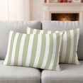 thumbnail image 6 of 2 Pack Outdoor Waterproof Throw Pillow Covers,Sage Green and White Stripe Art Decorative Rectangle Patio Pillowcases for Chair Couch Sofa 20x12in, 6 of 9