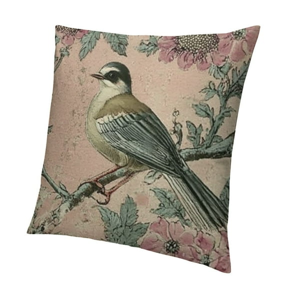 Blush Cushion Cover Chinoiserie Pillow Animal Vintage Bird Flower Asian Throw Pillow Covers Double Side Farmhouse Accent Home Decorative