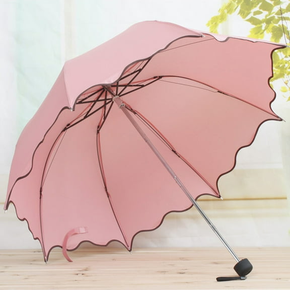 Walbest Lovely Women Lotus Leaves Anti UV Dome Parasol Outdoor Sun/Rain Folding Umbrella