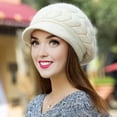 thumbnail image 3 of Mightlink Winter Women Hat Solid Color Commuting Beanie Headgear Thick Plush Knitted Short Brim Windproof Heat Retention Hat Outdoor, 3 of 7