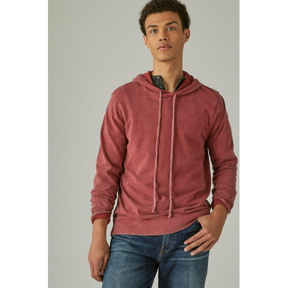 Lucky Brand Men's Weekend Slub Jersey Hoodie, Winery Red XXL