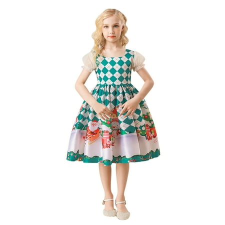 

NECHOLOGY Princess Dresses Kids Child Girls Pageant Gown Christmas Xmas Dance Party Summer Outfits for Girls Size 10-12 Dress Green 4-5 Years
