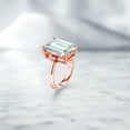 thumbnail image 4 of Gem Stone King 18K Rose Gold Plated Silver Sky Blue Simulated Aquamarine and White Topaz Ring for Women (6.72 Cttw, Emerald Cut 14x10MM, Gemstone Birthstone, Size 7), 4 of 4