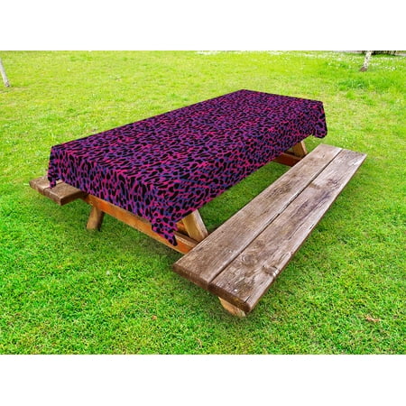 

Jungle Outdoor Tablecloth 80s Style Vintage Leopard Skin Radiant Colors African Tiger Safari Decorative Washable Fabric Picnic Tablecloth 58 X 104 Inches Royal Blue Hot Pink Black by Ambesonne