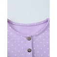 thumbnail image 4 of HWJAD 2-7 Years Kids Girl's Dresses Cotton Jersey Long Sleeve Button Swing A-Line Cute Dinosaur Midi Casual Polk Dot Dress, 4 of 7