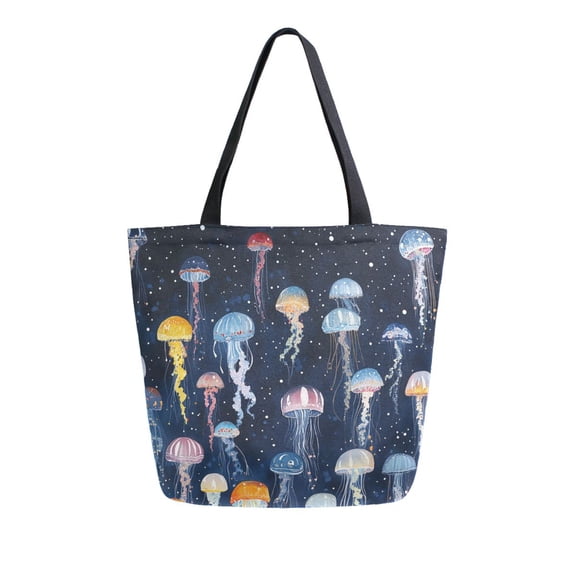 DIXRUYEE Tote Bag Women Weekender Travel Bag Shoulder Handbag Jellyfish Night Parade Printed