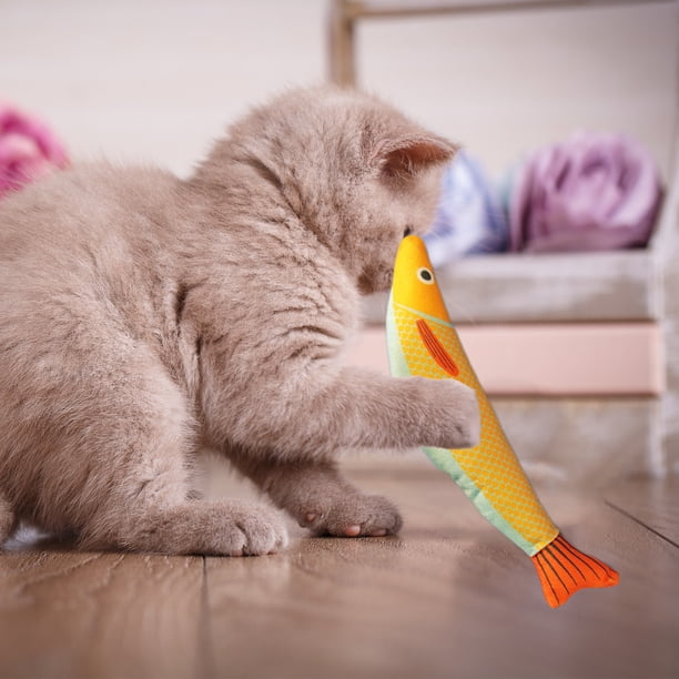 Juguete de gato con pez hierba gatera Sonido arrugado interactivo | Material suave y robusto | Ejercicio en interiores, juego de masticar y saltar | Alivio del aburrimiento para todas las razas de