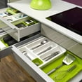 thumbnail image 3 of Organizador de cubiertos ergonómico, bandeja expandible para utensilios para cajones de cocina de varios tamaños, compartimentos de marca para una fácil clasificación, blanco/verde (39,1 x 30,5 x, 3 of 5