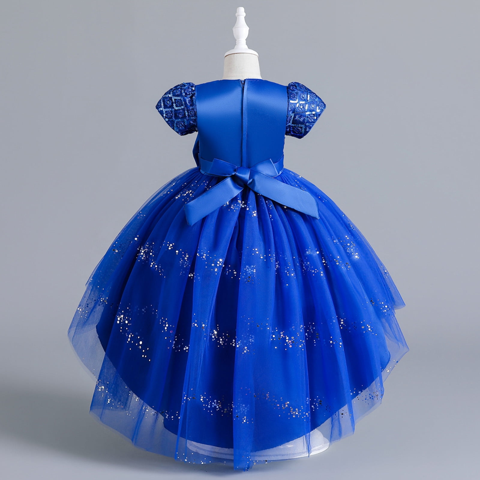 HIPYLO Girls' Special Occasion Dresses Cocktail Dress with Sleeves Beach Dresses Baby Girl Baptism Dress Infant Girl Christmas Outfit Girl Gifts 6-8, Blue 8-9 Years
