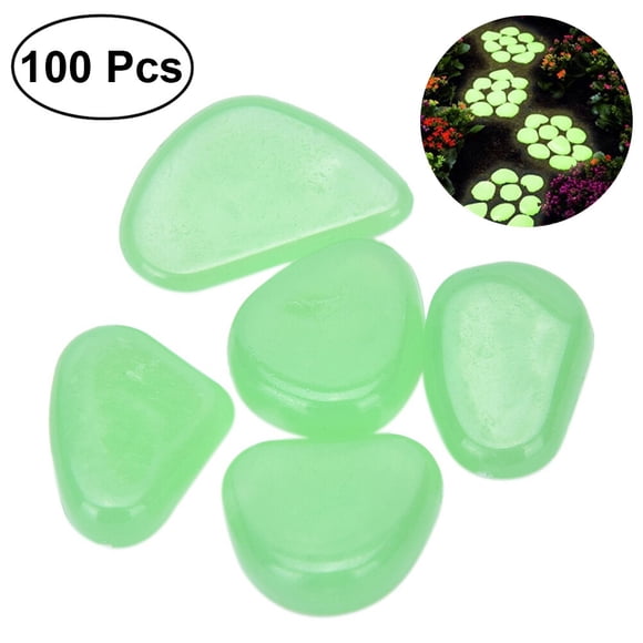 BESTYASH 100Pcs Garden Pebbles Glowing Luminous Cobblestones Stones Resin Material Outdoor Garden Decor Round Shaped
