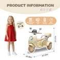 thumbnail image 3 of NEWDOOD Upgrade 12V 2 Seater Dual Motor Kids Motorcycle, Girls Ride on Toys with Storage Compartments, Slow Start, USB, Bluetooth, Motorcycle for Kids Aged 3+(Beige), 3 of 7