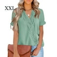 thumbnail image 3 of Guardurnaity Camisa de manga corta para mujer con cuello en V Tops de verano con blusa de encaje Suministros Ropa, zapatos y accesorios Miscelánea Azul claro XXL, 3 of 6