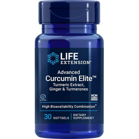 Life Extension Advanced Curcumin Elite™ Turmeric Extract, Ginger & Turmerones - Gluten-Free, Non-GMO - 30 Softgels