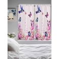 thumbnail image 3 of Pink Flower Living Room Curtains 2 Panel, Spring Floral Butterflies Birds Elegant Pastoral Cafe Window Treatment, Extra Long Farmhouse Bedroom Bathroom Kitchen Curtains Drapes 104"x72", 3 of 6