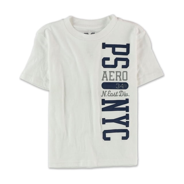 Aeropostale Boys NYC Puff Paint Camiseta gráfica, Blanco, 5
