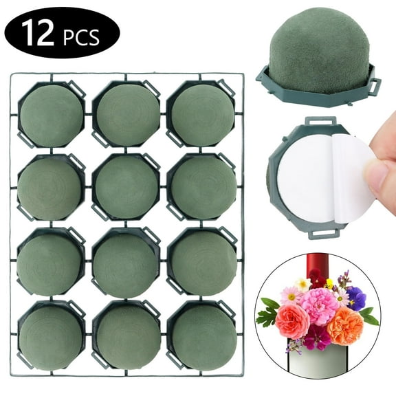 Tripumer 12 Pcs Mini Flower Foam Holder Round Mini Floral Foam Blocks Arranging Foam Mud For Table Centerpieces And Bottle Decor