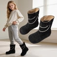 thumbnail image 2 of Girls Winter Boots Kids Snow Shoes Faux Suede Upper Fleece Lined Mid Calf Boot Pull-On Non Slip Outsole for Cold Outdoor Daily Wear, 2 of 9