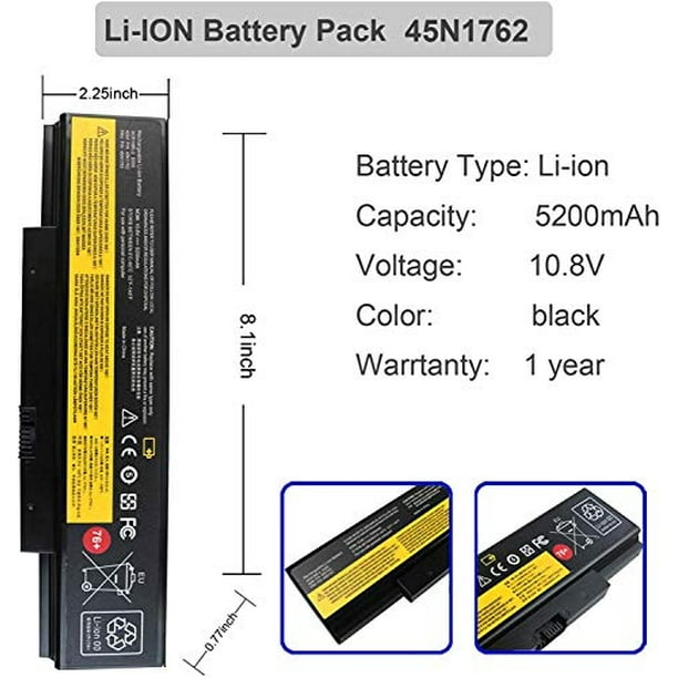Batería para Laptop Gomarty 45N1762 76+ Compatible con Lenovo ThinkPad Edge E550 E550c E555 E560 E565 10.8V 5200MAH