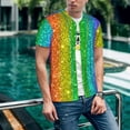 thumbnail image 6 of KLL Glitter Rainbow for Men's Baseball Shirts,Short Sleeve Casual Shirts Button Down Shirt for Men Beach Summer Wedding Shirt-3X-Large, 6 of 7