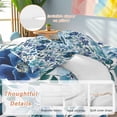 thumbnail image 2 of Blue Flowers 4 Piece Duvet Cover Set Full Size Abstract Art Soft Bedding Set Comforter Cover, 1 Duvet Cover 1 Flat Sheets and 2 Pillowcases, 2 of 9