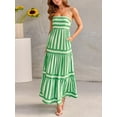 thumbnail image 4 of Komoo Striped Dress for Women Spaghetti Strap Tiered Ruffle Flowy A-Line Long Sundress with Pockets, 4 of 7