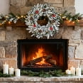 thumbnail image 7 of 24 Inch Christmas Wreath for Front Door, Flocked Frosted Pine Wreath with Pinecones, Red Berries and Snowflakes for Outdoor Indoor Xmas Decor, Home and Holiday Party Decoration, 7 of 7