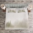 thumbnail image 3 of Ambesonne Grey Quilted Bedspread Set 3 Pcs, Boat on Lake Nature, King Size, Eggshell Brown Orange, 3 of 3