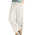 thumbnail image 2 of Gaecuw Linen Pants for Women Casual Summer Wide Legged Pants Relaxed Fit Long Pants Lounge Trousers Sweatpants Casual Loose Baggy Pants High Waisted Linen Ankle Length Workout Pants with Pockets Solid, 2 of 7