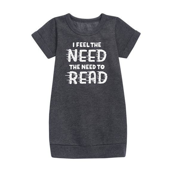 Instant Message - I Feel The Need To Read - Toddler And Youth Girls Fleece Dress