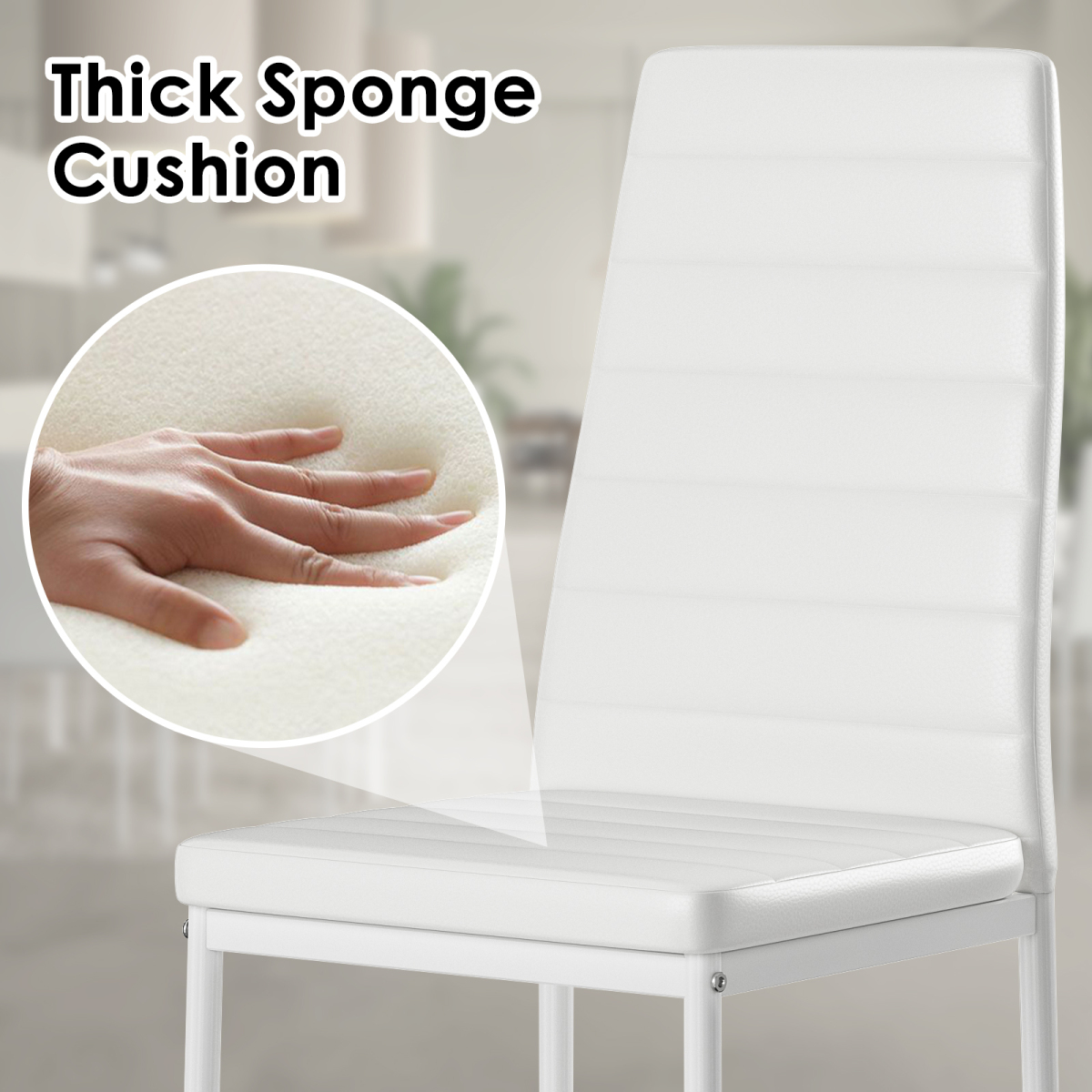 2-Pack White PU Leather Dining Chairs  Modern Upholstered Side Chairs with Sturdy Metal Frame for Kitchen & Dining Room
