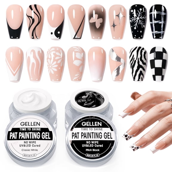 Gellen Glitter Gold&Sliver Gel Polish, Metal Platinum Reflective Painting Gel for Nails Drawing French-tip Floral Painted Liner Soak off UV/LED Cured for Salon DIY Nail Art
