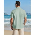 thumbnail image 2 of COOFANDY Mens Linen Button Down Short Sleeve Shirt Textured Casual Summer Hawaiian Shirts Beach Clothing for Men, 2 of 6