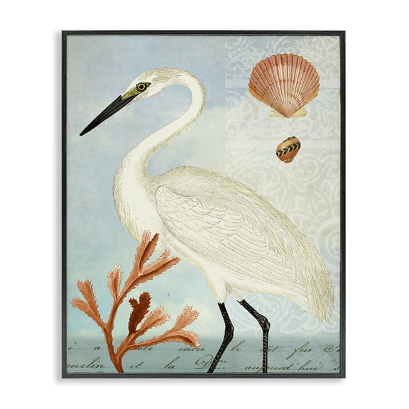 Stupell Industries Traditional Egret Aquatic Motif Animals & Insects Painting Black Framed Art Print Wall Art, 11 x 14