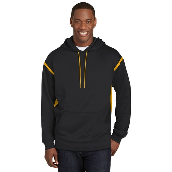 Sport-Tek &#174;  Tech Fleece Colorblock Hooded Sweatshirt. F246 3Xl Black/ Gold