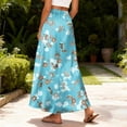 thumbnail image 5 of LWavelet Women Floral Print Maxi Skirt Elastic Waist With Pockets Boho Summer Long Skirt Sky Blue XL, 5 of 5