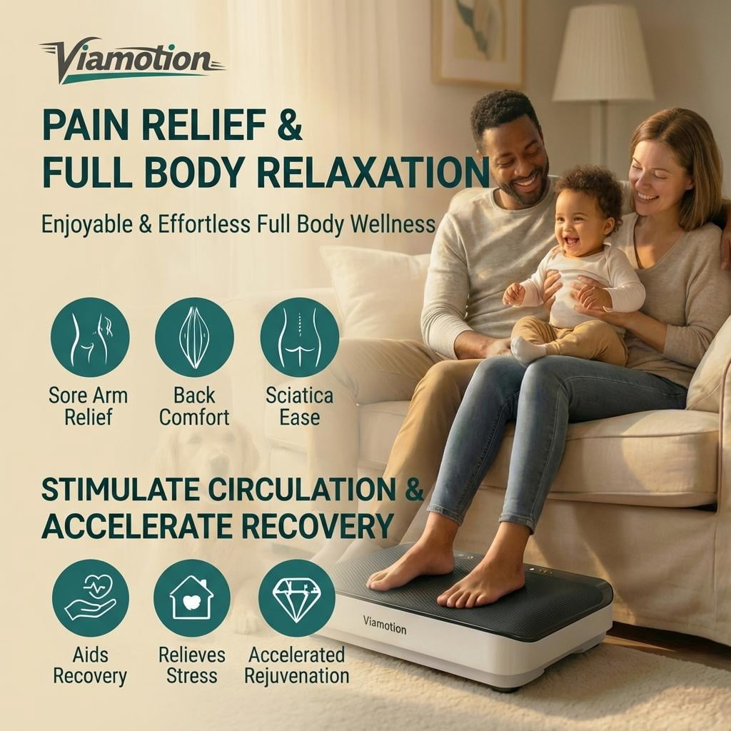 Viamotion Vibration Plate Exercise Machines, 99 Speed Levels, Full Body Vibration Fitness Equipment with Resistance Bands, LED Display & Magnetic Massage