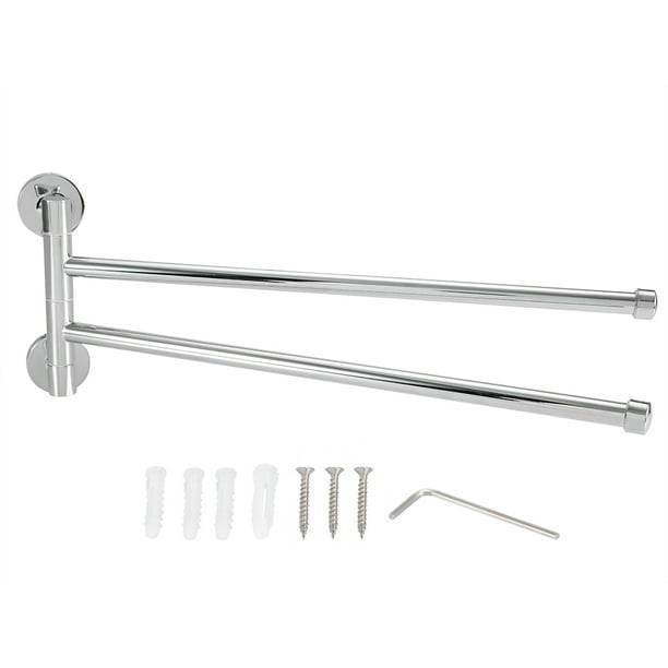 Toallero de pared para baño con estante giratorio abatible (2 brazos)